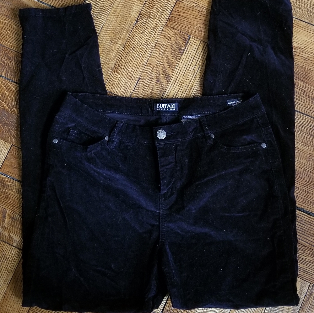black velvet mid-rise pants